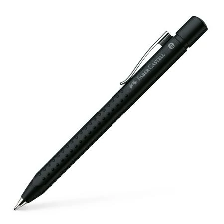 Golyóstoll, 0,35 mm, nyomógombos, metál fekete tolltest, FABER-CASTELL 