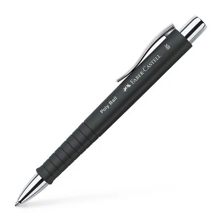 Golyóstoll, 0,7 mm, nyomógombos, feketek tolltest, FABER-CASTELL 
