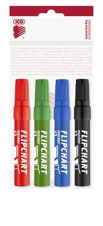 Flipchart marker készlet, 1-4 mm, vágott, ICO 