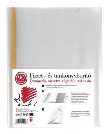 Könyvborító, A4, 90 mikron, víztiszta, öntapadó csíkkal, ICO 