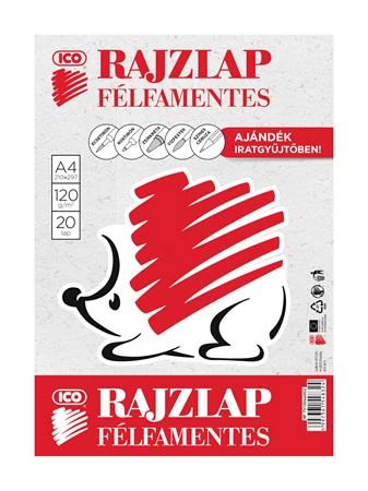 Rajzlap, félfamentes, A4, 120 g/m2, ICO 