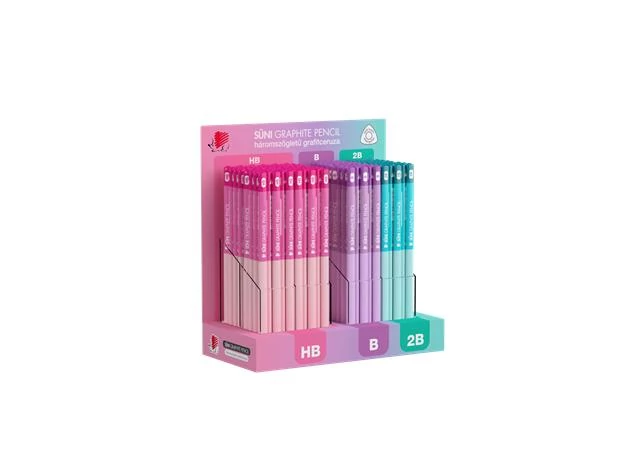 Grafitceruza display, HB, B, 2B, háromszögletű ICO 