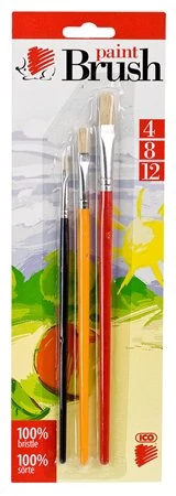 Ecsetkészlet, lapos, no. 4-8-12, fa, ICO 