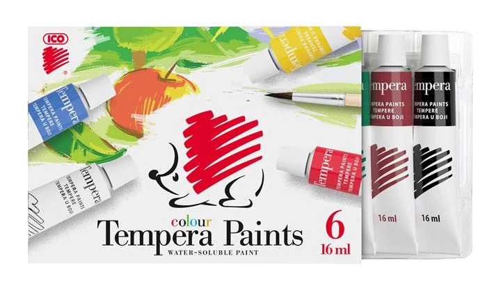 Tempera készlet, 6 darabos, ICO 