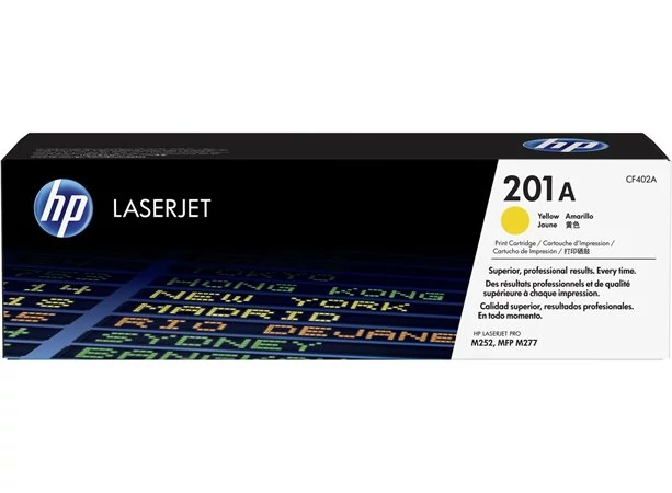 CF402A Lézertoner Color LaserJet Pro M252, M277 nyomtatóhoz, HP 201A, sárga, 1,4k