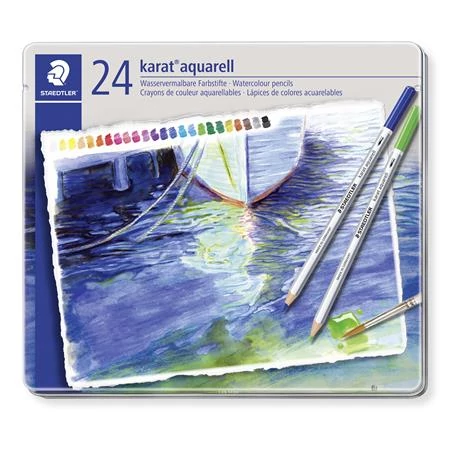 Akvarell ceruza készlet, hatszögletű, fém doboz, STAEDTLER 