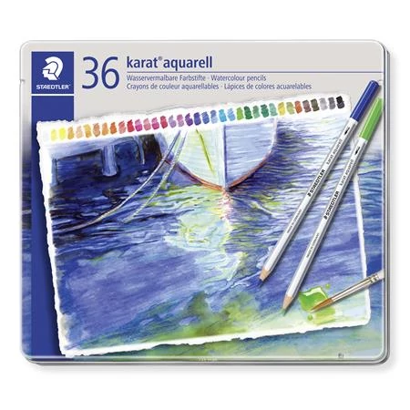 Akvarell ceruza készlet, hatszögletű, fém doboz, STAEDTLER 