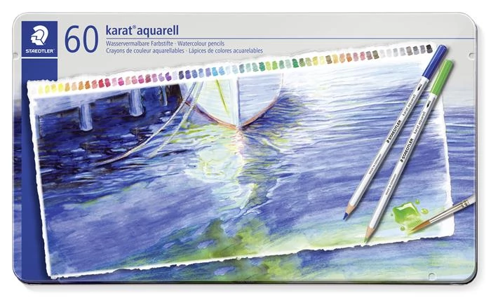 Akvarell ceruza készlet, hatszögletű, fém doboz, STAEDTLER 
