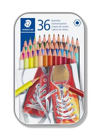 Színes ceruza készlet, hatszögletű, fém dobozban, STAEDTLER 
