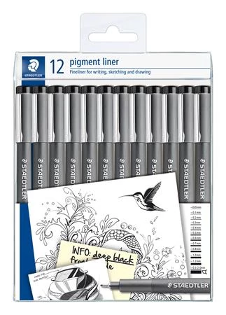 Tusfilc készlet, 12 különböző vonalvastagság, STAEDTLER 