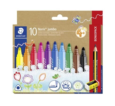 Filctoll készlet, grafitceruzával, radírral, 3 mm, háromszögletű, STAEDTLER 