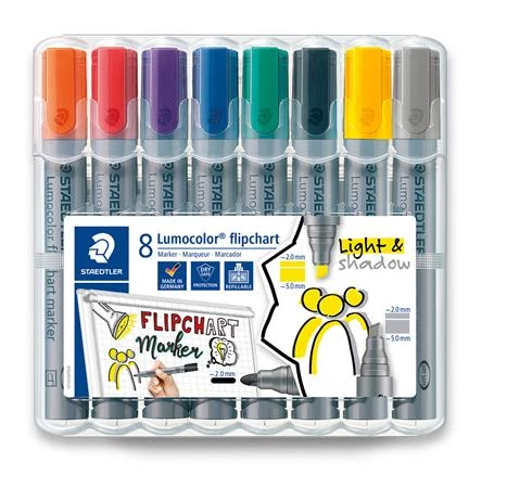 Flipchart marker vegyes készlet, 2/2-5 mm, STAEDTLER 