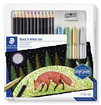 Színes ceruza készlet, hatszögletű, hegyezővel, dekormarkerrel, STAEDTLER 