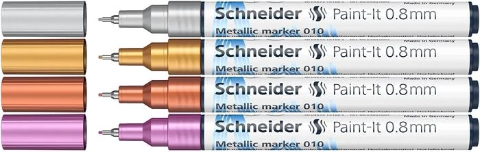 Metálfényű marker készlet, 0,8 mm, SCHNEIDER 