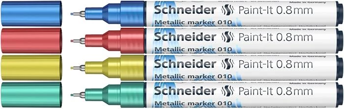 Metálfényű marker készlet, 0,8 mm, SCHNEIDER 
