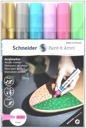 Dekormarker készlet, akril, 4 mm, SCHNEIDER 