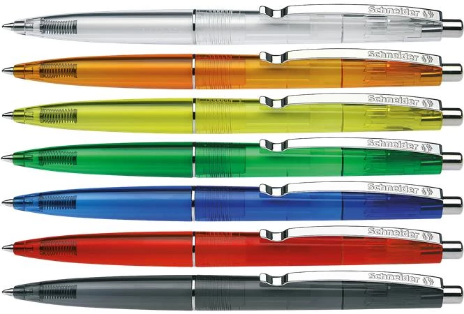 Golyóstoll, 0,5 mm, nyomógombos, vegyes színű test, SCHNEIDER 