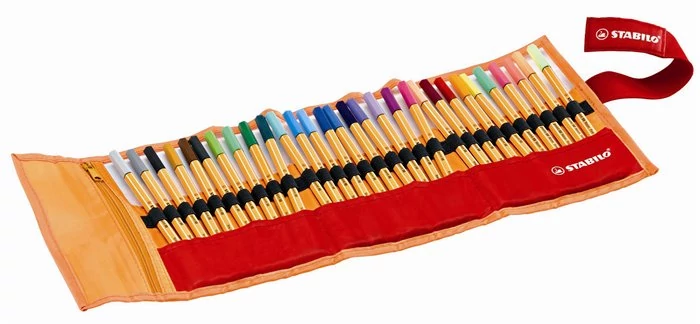 Tűfilc készlet, 0,4 mm, felcsavarható szett, neon színekkel, STABILO 