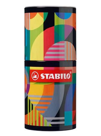 Tűfilc készlet, hengeres fém doboz, 0,4 mm, STABILO 