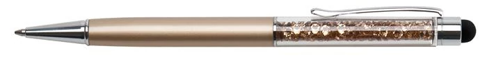 Golyóstoll, arany, felül topáz SWAROVSKI® kristállyal töltve, érintővel, 14 cm, ART CRYSTELLA®