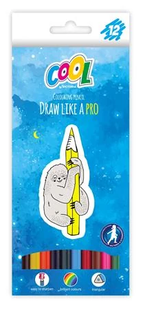 Színes ceruza készlet, háromszögletű, COOL BY VICTORIA, 12 különböző szín