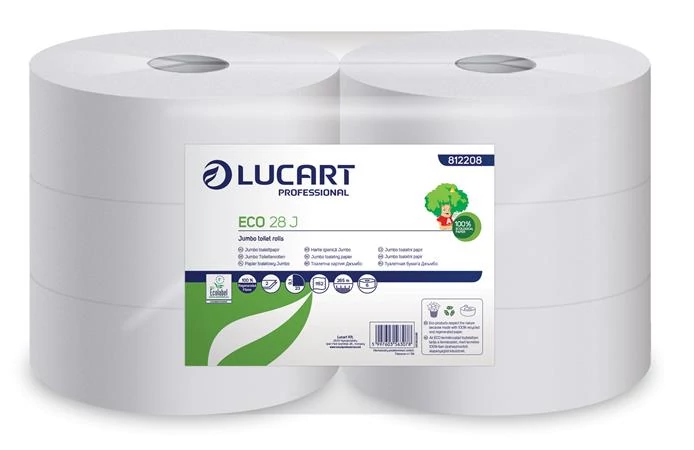 Toalettpapír, 2 rétegű, nagytekercses, 28 cm átmérő, LUCART, 