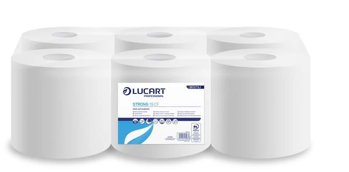 Törlőkendő, tekercses, belső adagolású, 2 rétegű, LUCART 