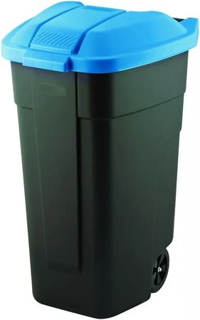 Görgős szemetes, műanyag, 110l, CURVER, kék/fekete