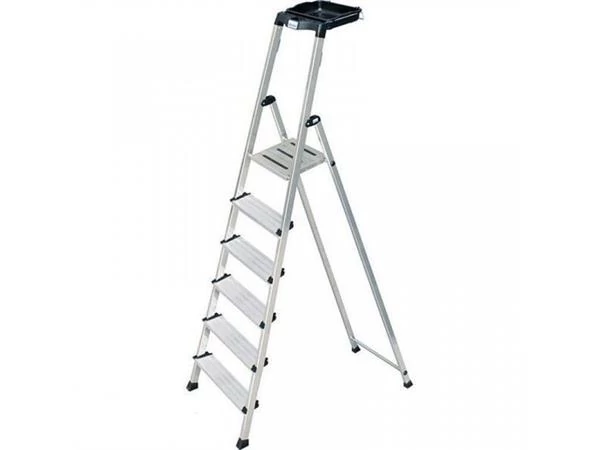Állólétra, 6 lépcsőfokos, alumínium, Multigrip-system, KRAUSE 