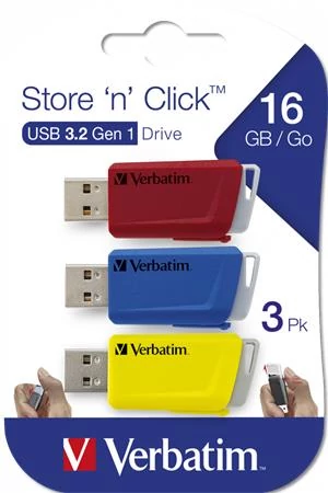 Pendrive, 3 x 16GB, USB 3.2, 80/25MB/sec, VERBATIM 