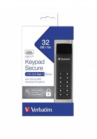 Pendrive, 32GB,USB-C (USB 3.2), titkosítás, 160/130Mb/s, VERBATIM 