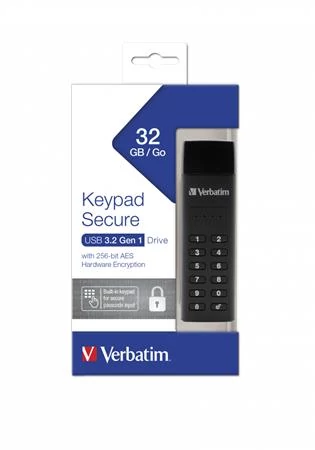 Pendrive, 32GB, USB 3.2, titkosítás, 160/130Mb/s, VERBATIM 