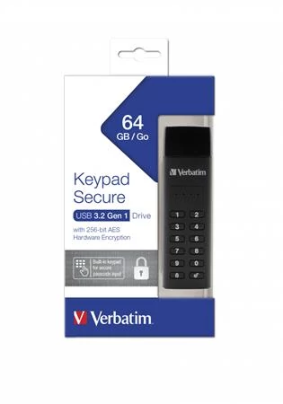 Pendrive, 64GB, USB 3.2, titkosítás, 160/130Mb/s, VERBATIM 