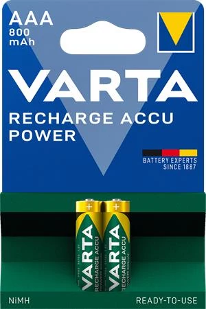 Tölthető elem, AAA mikro, 2x800 mAh, előtöltött, VARTA 