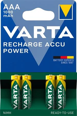 Tölthető elem, AAA mikro, 4x1000 mAh, előtöltött, VARTA 