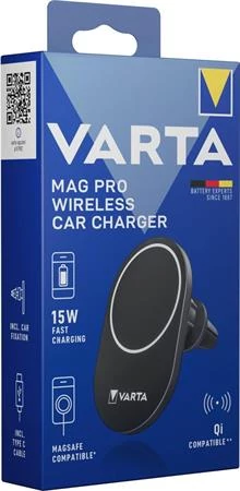 Autós tartó és töltő, Qi/USB-C PD, 15W, VARTA 