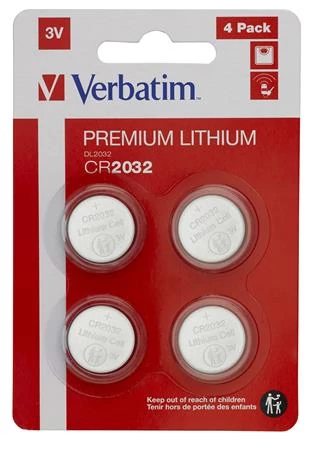 Gombelem, CR2032, 4 db, VERBATIM 