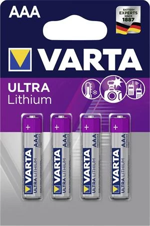 Elem, AAA mikro, 4 db, lítium, VARTA 