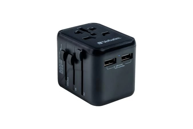 Utazó adapter, univerzális, 2xUSB, VERBATIM 