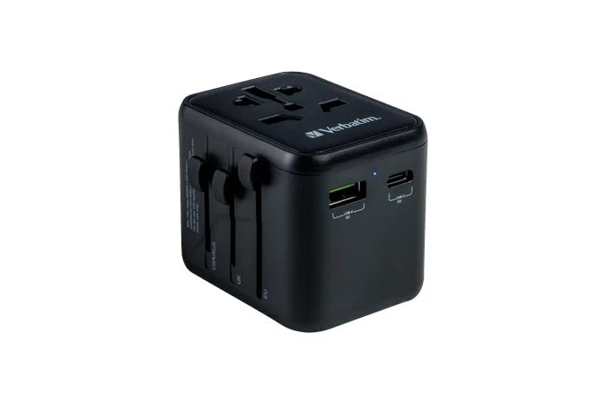 Utazó adapter, univerzális, USB-A(QC 3.0)/USB-C(PD20W)2xUSB, VERBATIM 