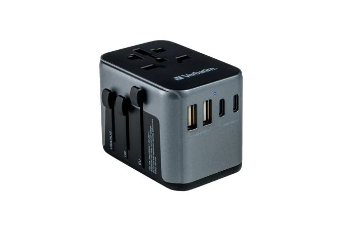 Utazó adapter, univerzális, USB-A(QC 3.0)/USB-C(PD30W)2xUSB, VERBATIM 
