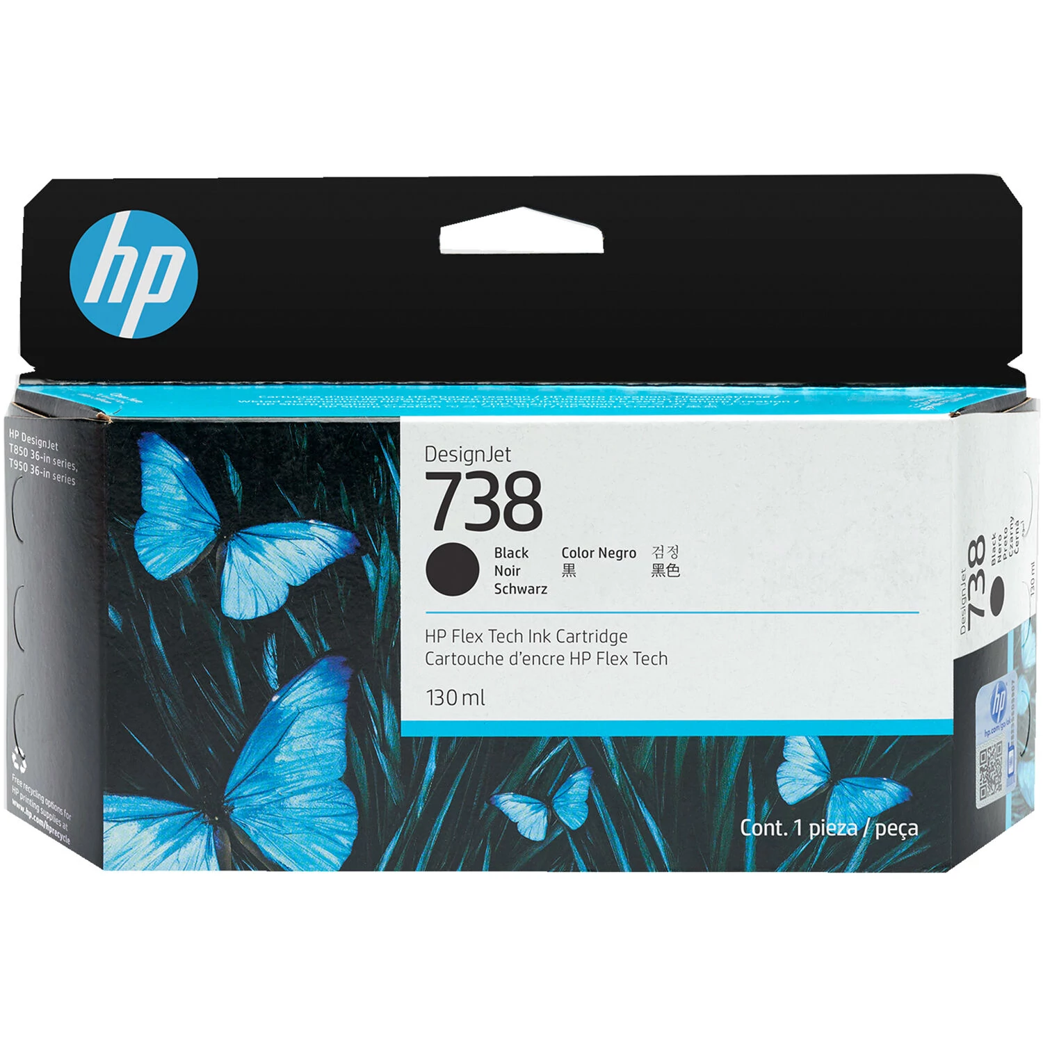 498N4A Tintapatron DesignJet T850 nyomtatóhoz, HP 738, fekete, 130ml
