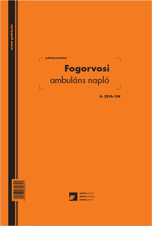 Fogorvosi ambuláns napló 250 lapos könyv A/4 álló