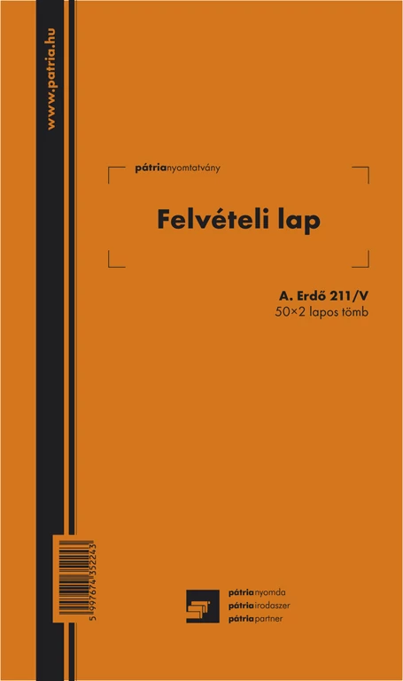 Felvételi lap ipari fához 50x2 lapos tömb