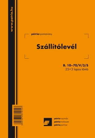 Szállítólevél 25x3 lapos tömb A/5 álló