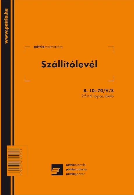 Szállítólevél 25x6 lapos tömb A/5 álló