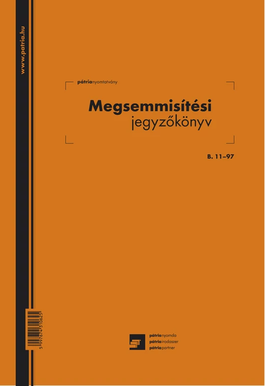Megsemmisítési jegyzőkönyv 25 lapos tömb A/4 álló