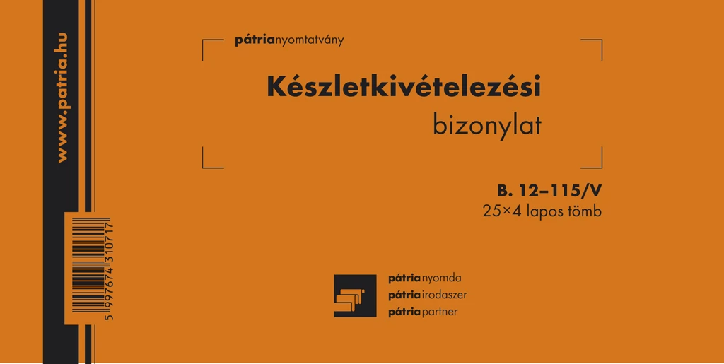 Készletkivételezési bizonylat 2 tételes 25x4 lapos tömb 203x102 mm