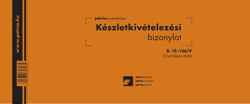 Készletkivételezési bizonylat 2 tételes 25x4 lapos tömb 245x102 mm