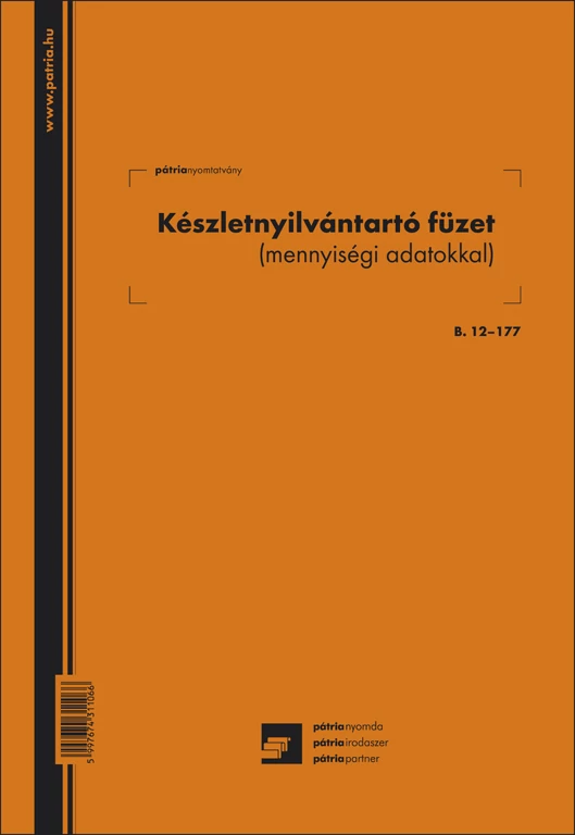 Készletnyilvántartó füzet 26 lapos A/4 álló